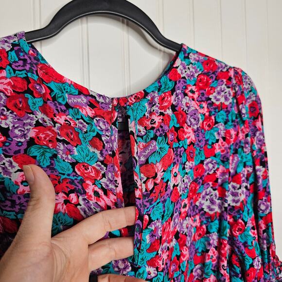 Rixo x Target Pink Multi Floral Ruffled Mini Dress Size 6 Wedding Guest Summer - Picture 5 of 9